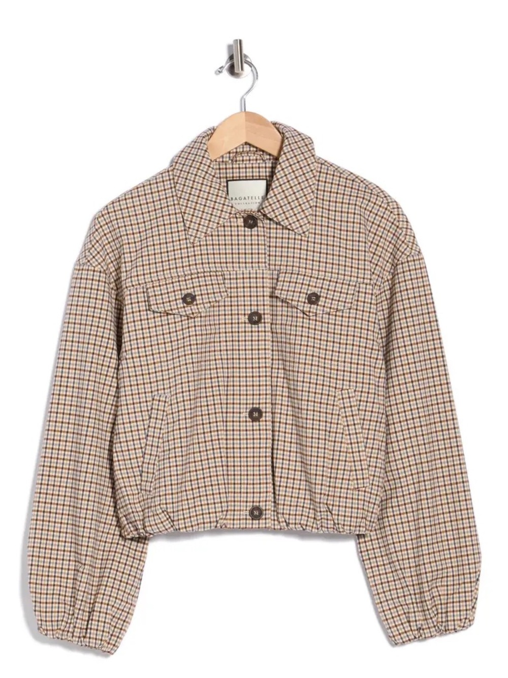 Bagatelle Tan and Brown Plaid Cropped Blazer Jacket - NWT